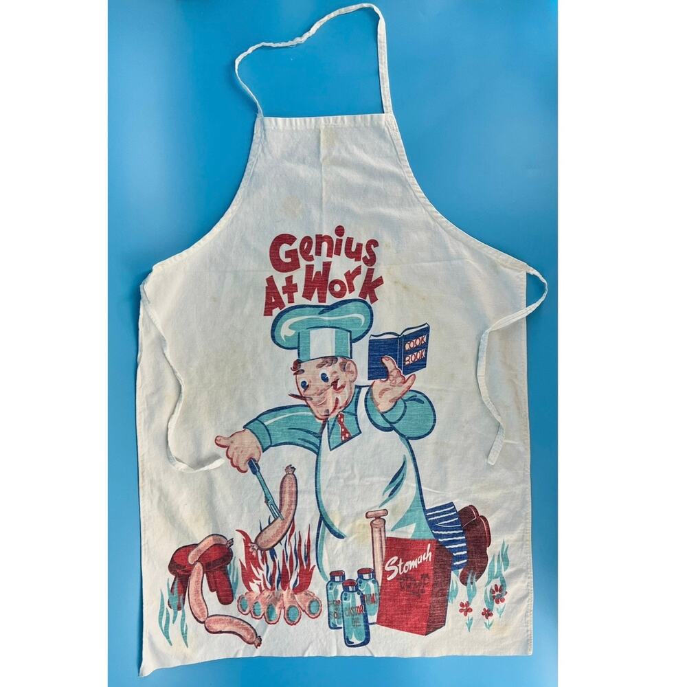 Vintage Apron Genius at Work BBQ Funny